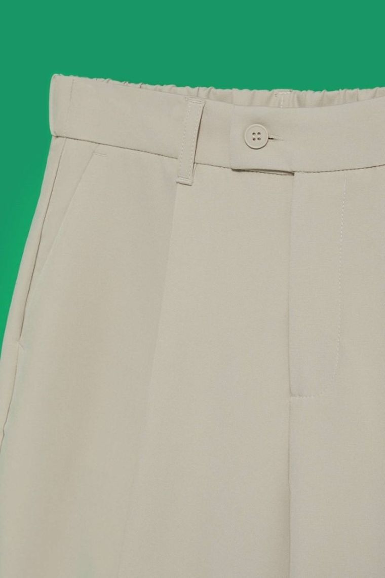 Spodnie materiałowe damskie, beżowe, Moodo