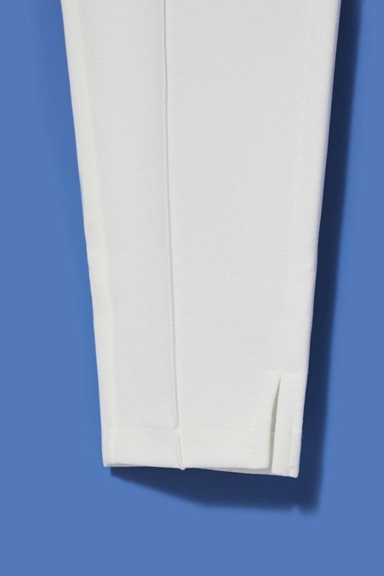 Spodnie materiałowe damskie, białe, Moodo