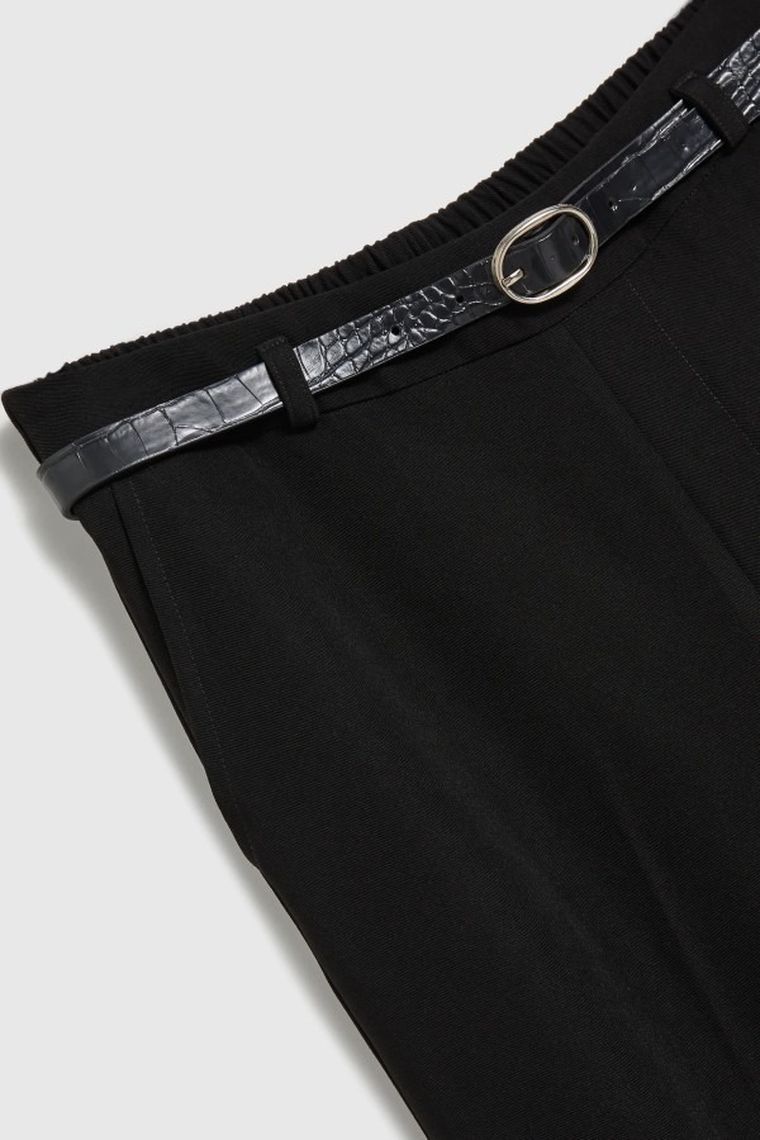 Spodnie materiałowe damskie, czarne, Moodo