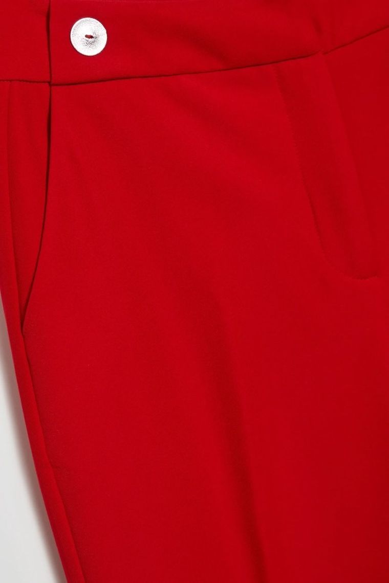 Spodnie materiałowe damskie, czerwone, Moodo