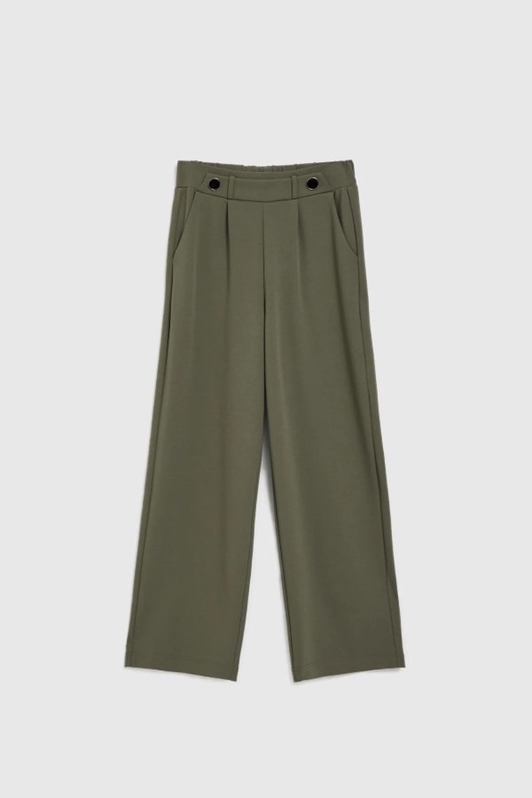 Spodnie materiałowe damskie, khaki, Moodo