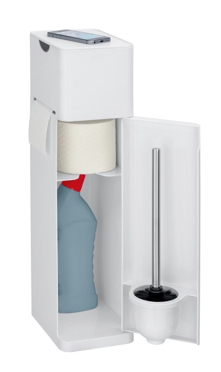 Stojak na papier toaletowy i szczotkę, Imon 6w1, biały