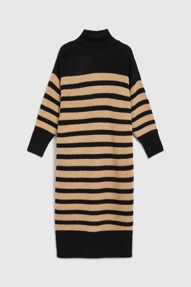 Sukienka damska, czarno-beżowa, Moodo