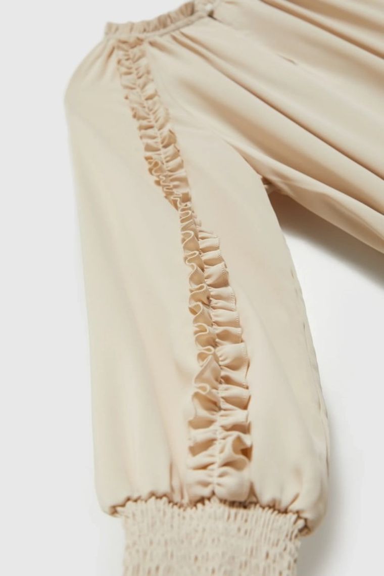 Sukienka damska z długim rękawem, beżowa, Moodo