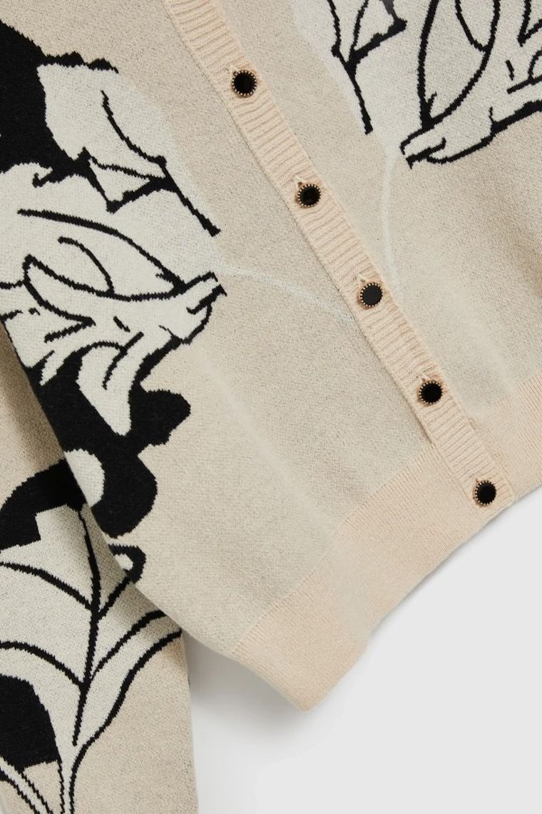 Sweter damski, rozpinany, beżowy, Moodo