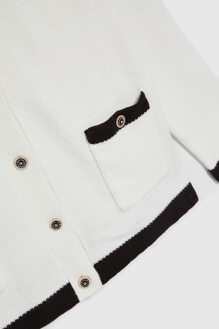 Sweter damski, rozpinany, biały, Moodo