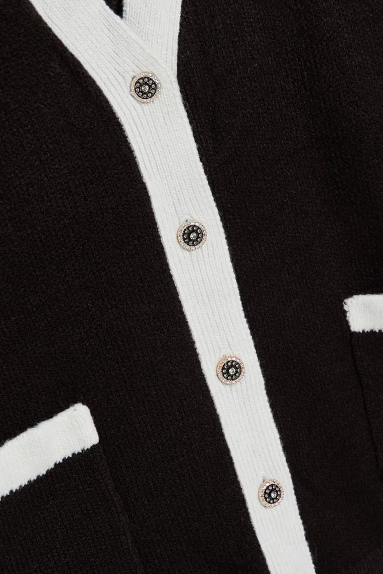 Sweter damski, rozpinany, czarny, Moodo