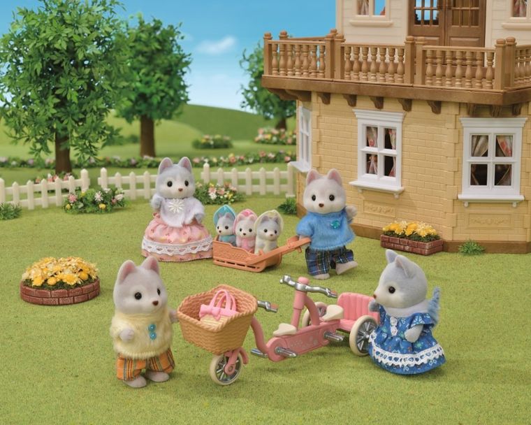 Sylvanian Families, Pieski Husky na rowerze, zestaw z figurkami, 5637