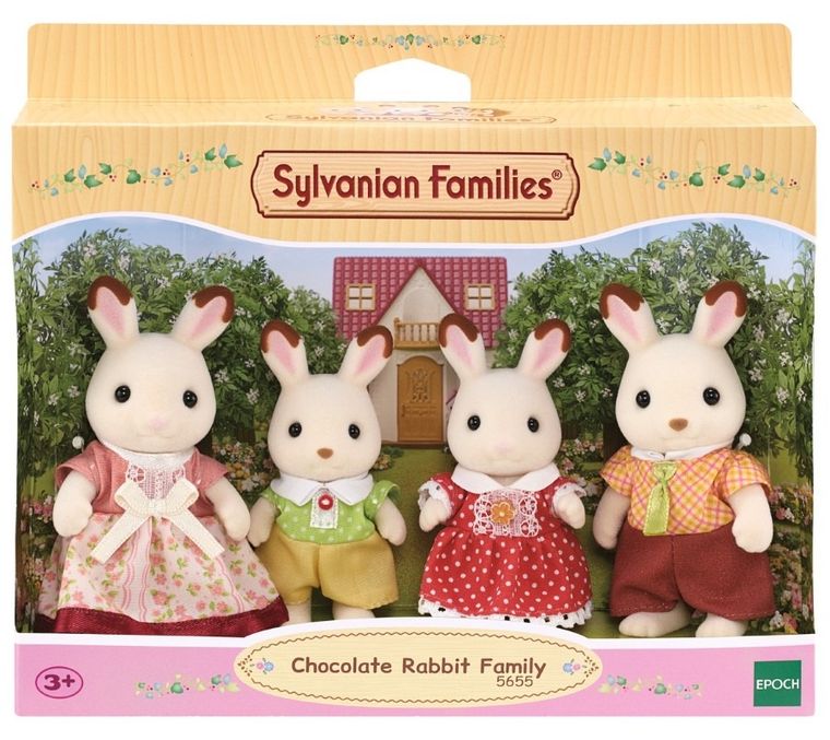 Sylvanian Families, rodzina królików z czekoladowymi uszkami, zestaw figurek, 5655