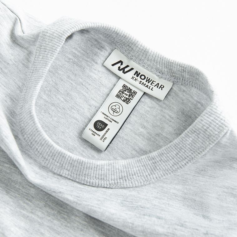 Szary t-shirt basic z bawełną czesaną NOWEAR