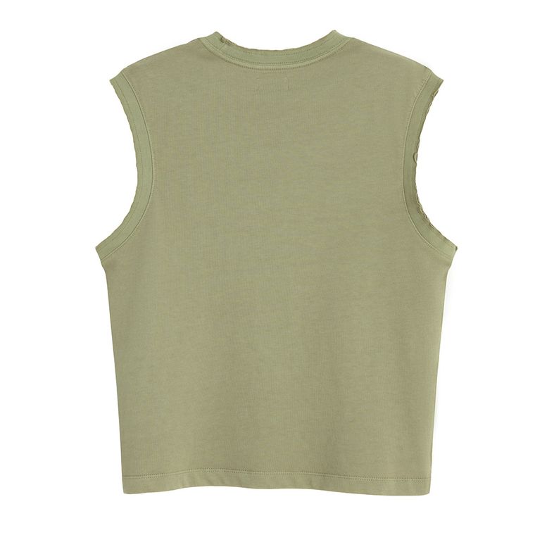 T-shirt bez rękawów khaki NOWEAR