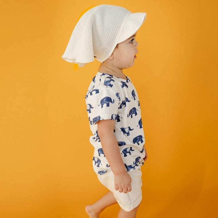 T-shirt chłopięcy, ecru, Eevi