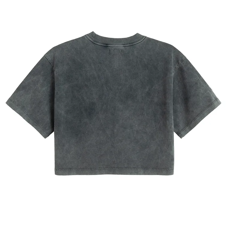 T-shirt crop boxy z bawełny czesanej NOWEAR