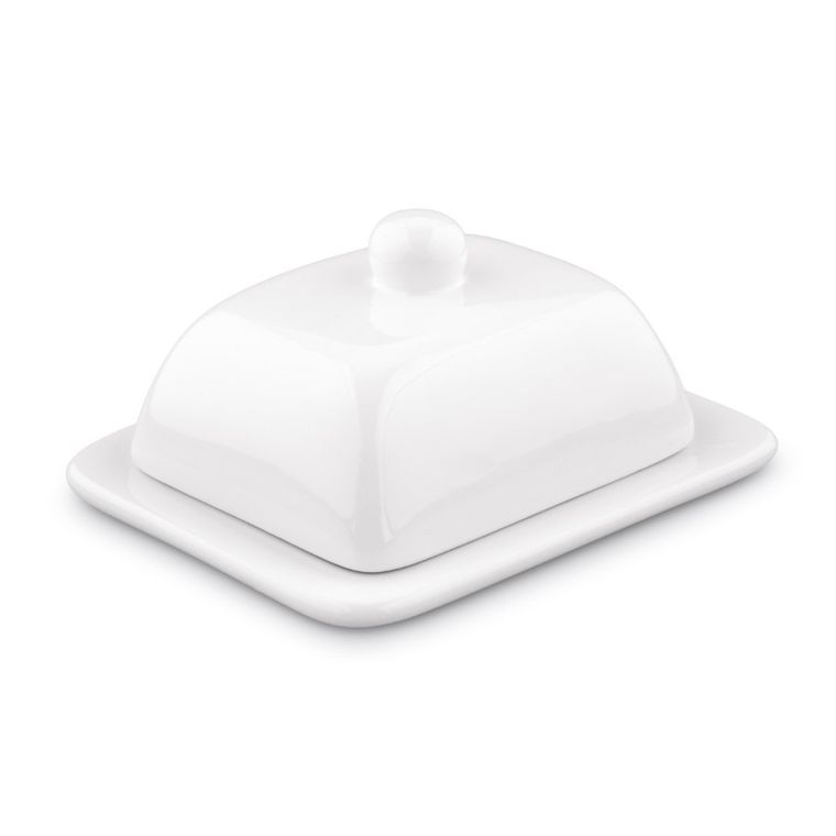 Tadar, ceramiczna maselniczka, biała, 15,8-12,6-8 cm