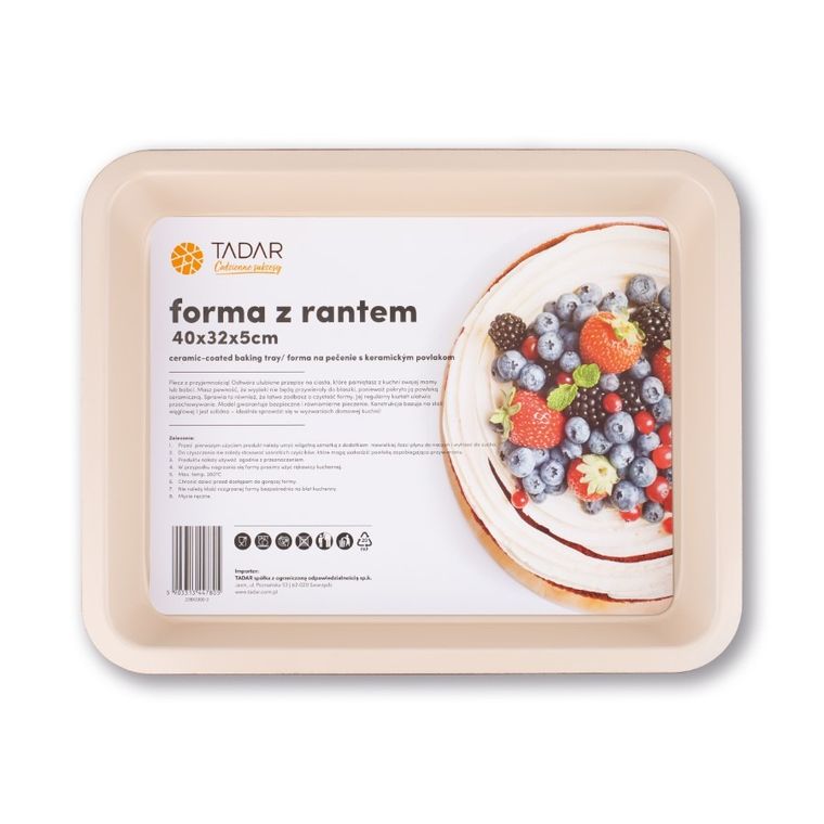 Tadar, forma z rantem z powłoką ceramiczną, 40-32-5 cm