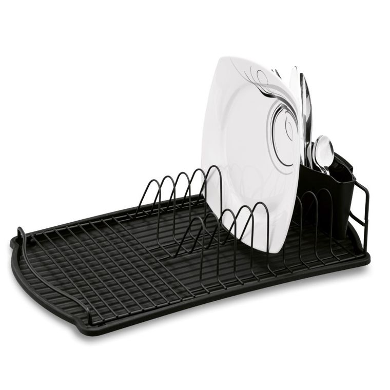 Tadar, suszarka do naczyń z tacą i ociekaczem, czarna, 47,5-26,5-11 cm