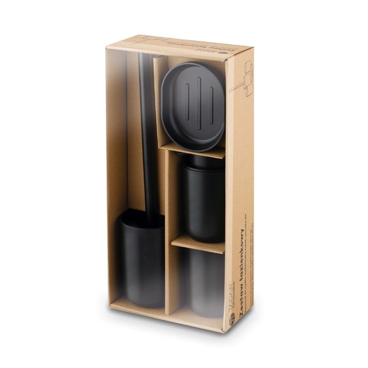 Tadar, zestaw łazienkowy, czarny mat, 4 elementy