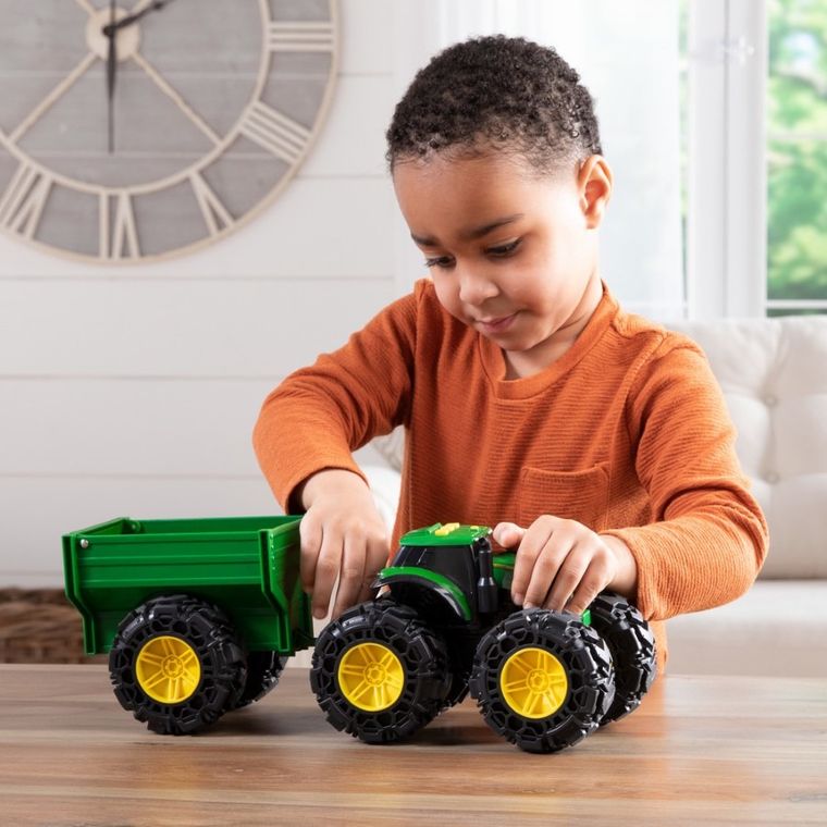 Tomy, Monster Treads, John Deere z przyczepą, pojazd