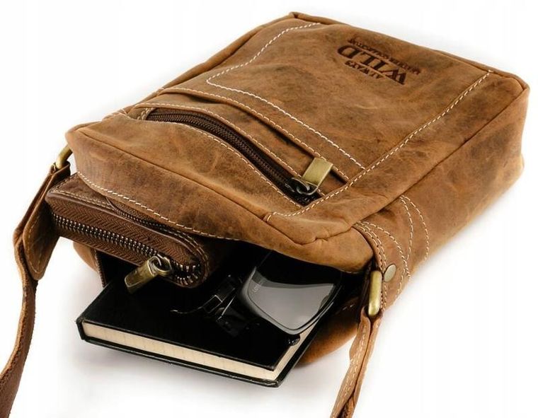 Torba listonoszka, brązowa, skórzana, Always Wild