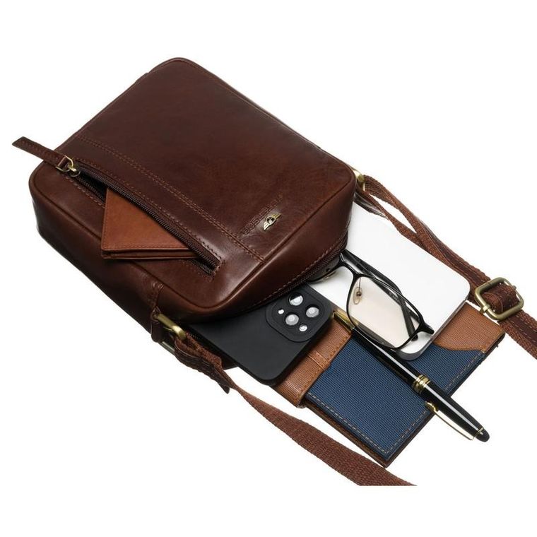 Torba listonoszka, brązowa, skórzana, Peterson