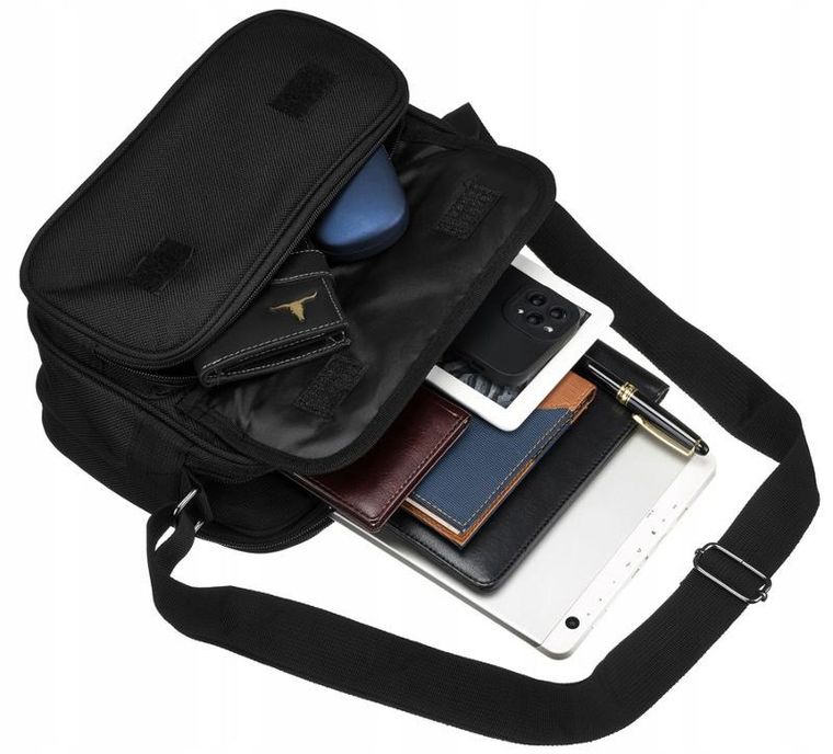 Torba listonoszka, czarna, materiałowa, Peterson