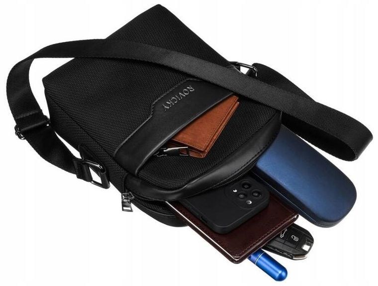 Torba listonoszka, czarna, Rovicky