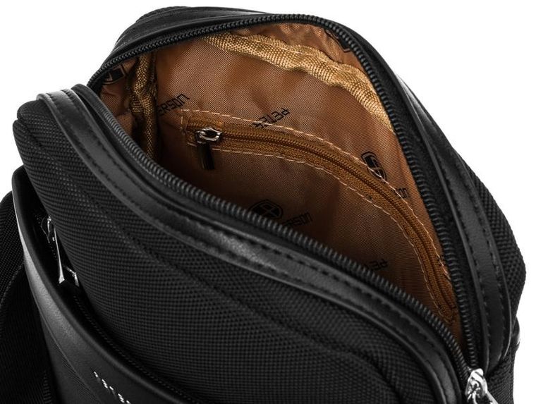 Torba listonoszka, czarna, skóra ekologiczna, Peterson