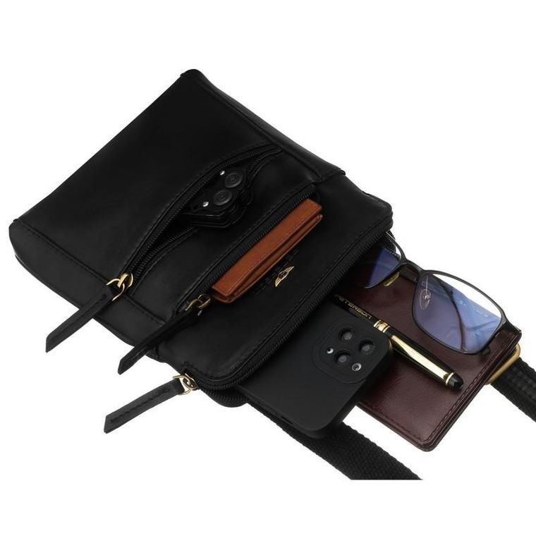 Torba listonoszka, czarna, skórzana, Peterson