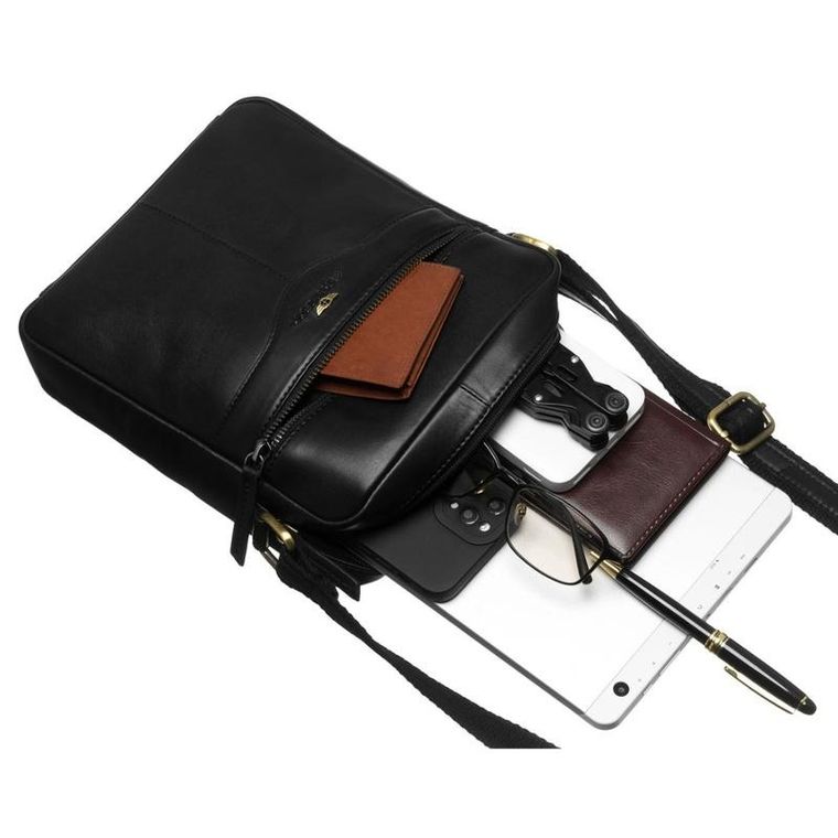 Torba listonoszka, czarna, skórzana, Peterson