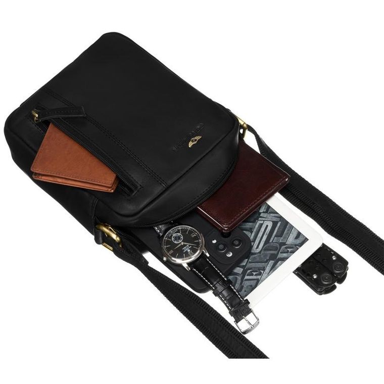 Torba listonoszka, czarna, skórzana, Peterson