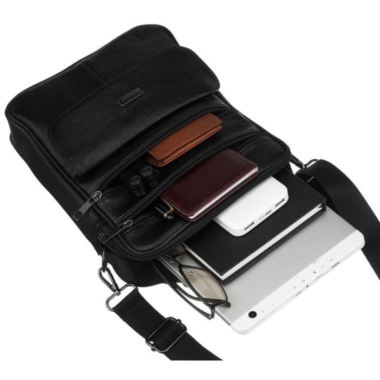 Torba listonoszka, czarna, skórzana, Rovicky