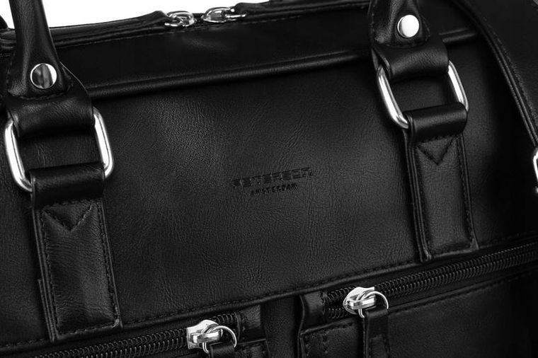 Torba na laptopa, czarna, skóra ekologiczna, do 14", Peterson