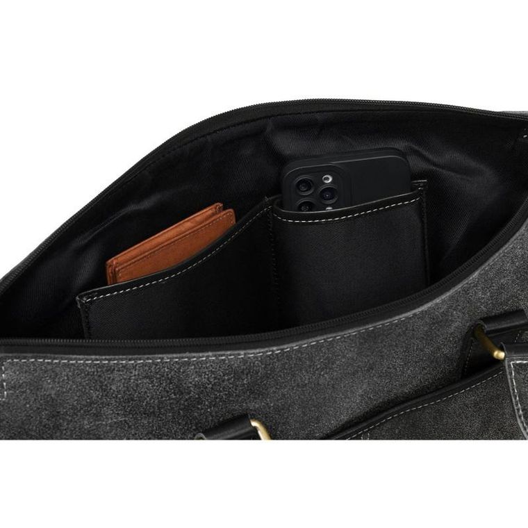 Torba na laptopa, czarna, skórzana, Peterson