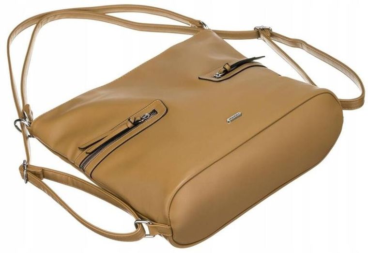 Torebka listonoszka, beżowa, skóra ekologiczna, Rovicky