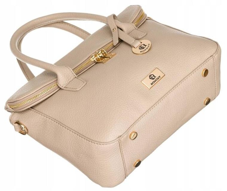 Torebka listonoszka, beżowa, skóra ekologiczna, Rovicky