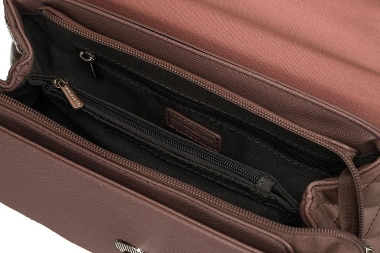 Torebka listonoszka, brązowa, skóra ekologiczna, David Jones