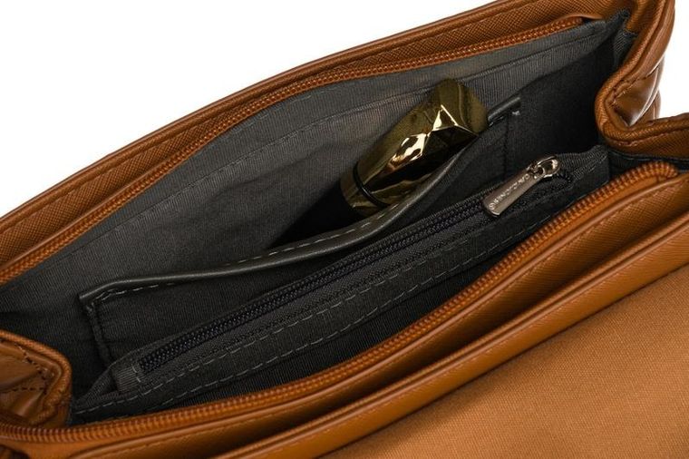 Torebka listonoszka, brązowa, skóra ekologiczna, David Jones