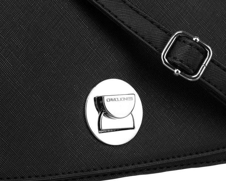 Torebka listonoszka, czarna, skóra ekologiczna, David Jones