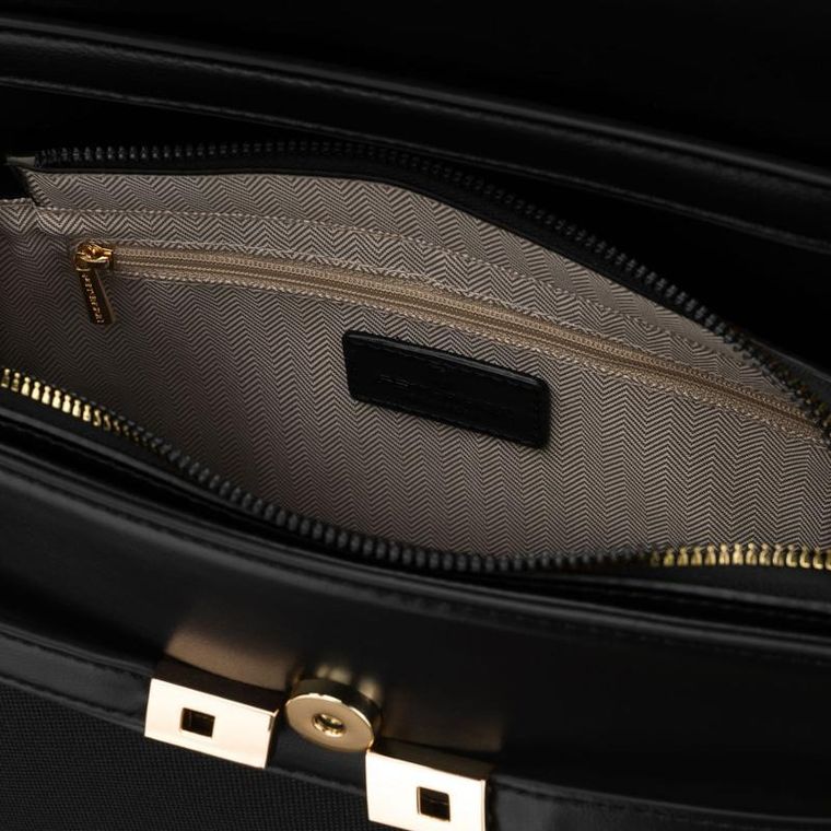 Torebka listonoszka, czarna, skóra ekologiczna, Peterson