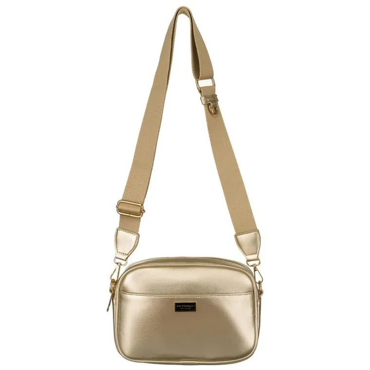 Torebka listonoszka, złota, skóra ekologiczna, Peterson