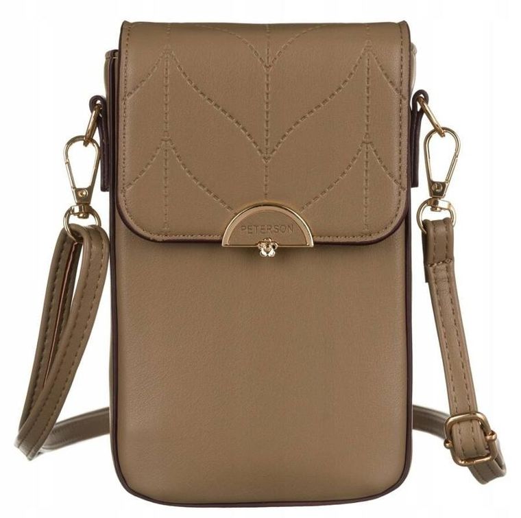 Torebka-portfel, brązowa, skóra ekologiczna, Peterson