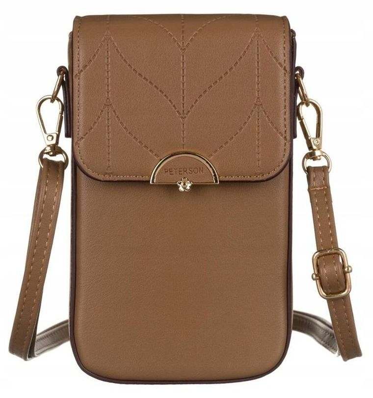 Torebka-portfel, brązowa, skóra ekologiczna, Peterson