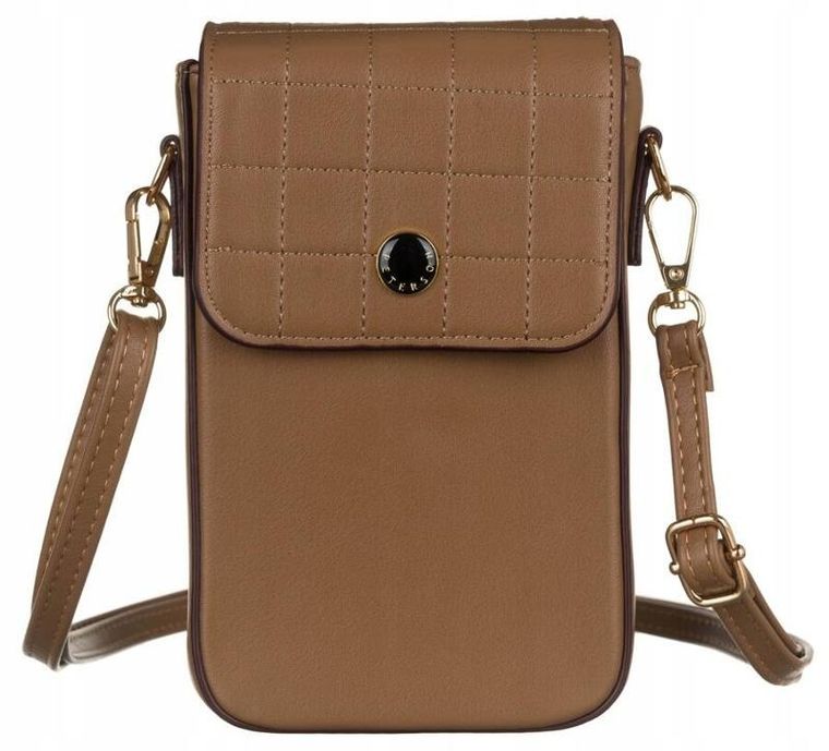 Torebka-portfel, brązowa, skóra ekologiczna, Peterson