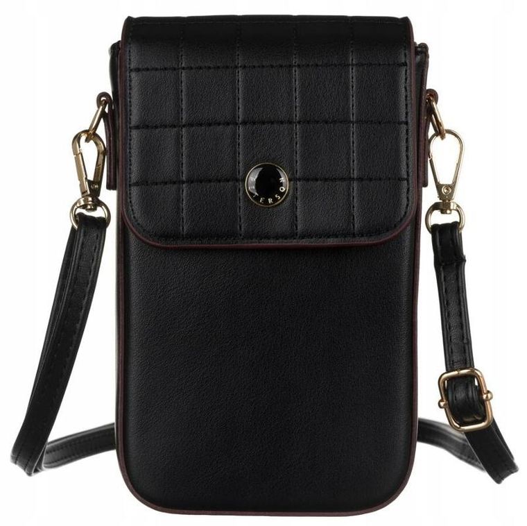 Torebka-portfel, czarna, skóra ekologiczna, Peterson