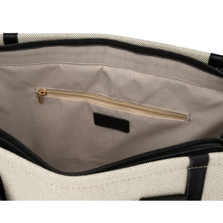 Torebka shopper, beżowo-czarna, Rovicky