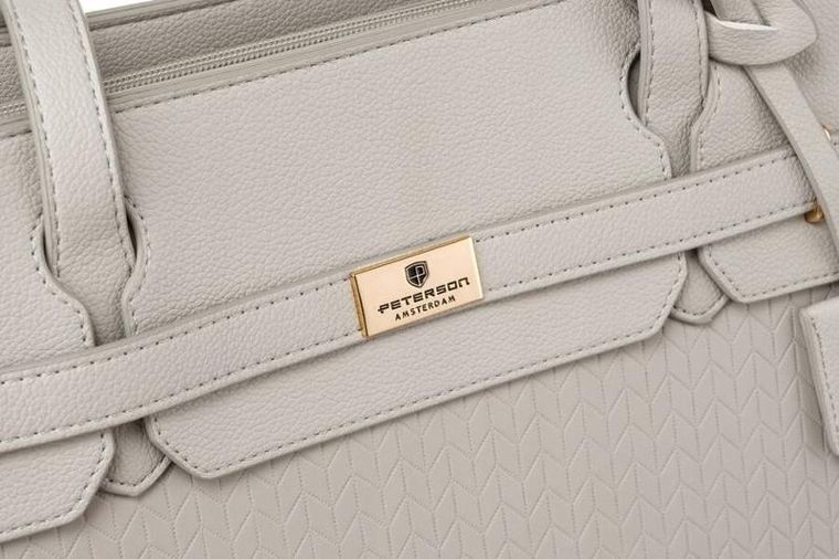 Torebka shopper, szara, skóra ekologiczna, Peterson