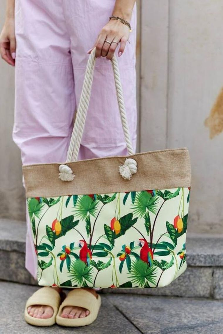 Torebka shopper, zielona, plażowa