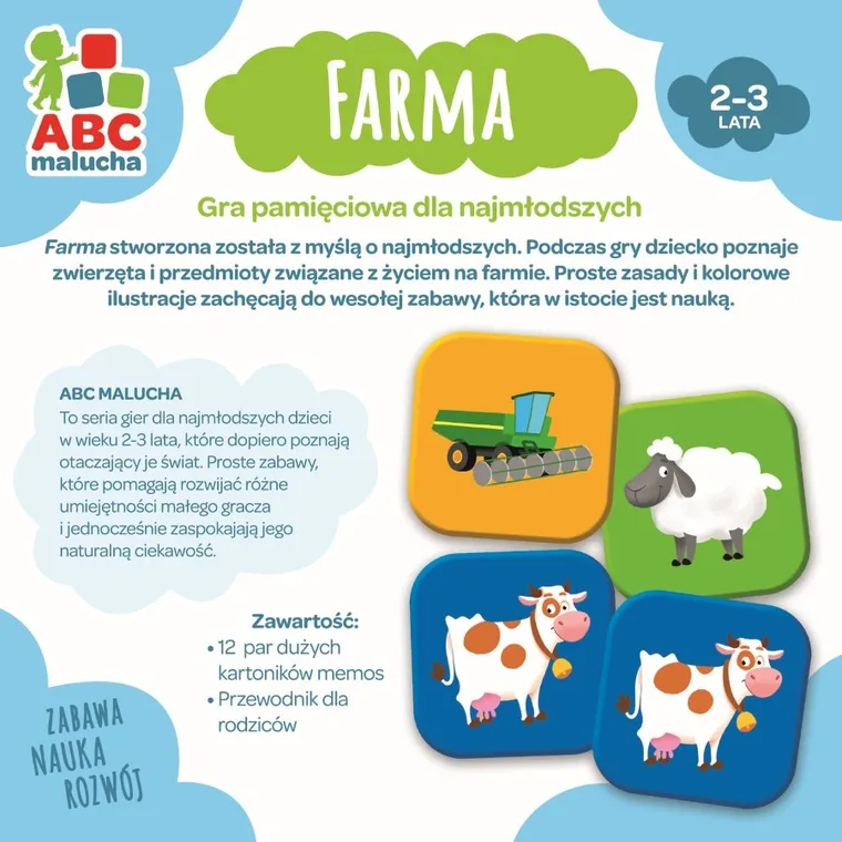 Trefl, ABC Malucha, Pojazdy, układanka + Farma, pamięciowa gra edukacyjna, zestaw promocyjny