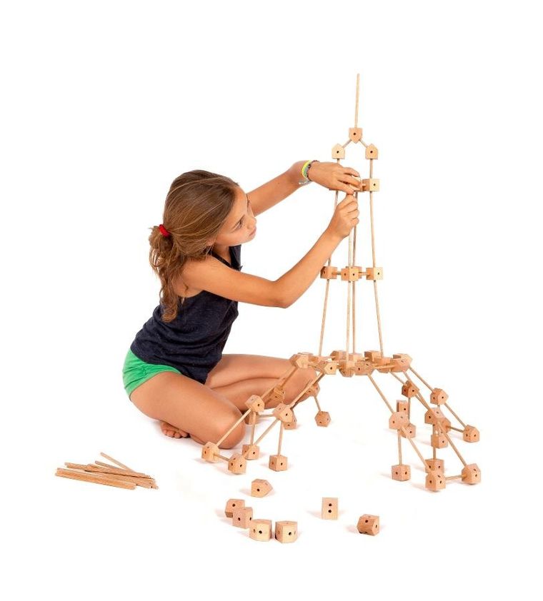 Trigonos, Mini Trigonos L, drewniane klocki konstrukcyjne, 130 elementów