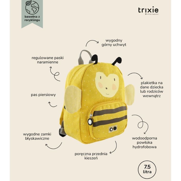 Trixie Baby, plecak dla przedszkolaka, Pszczółka, 7,5 l